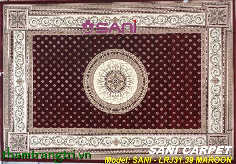 Thảm tấm len tự nhiên SANI- tham-len-tu-nhien-rajah 7619-35-maroon