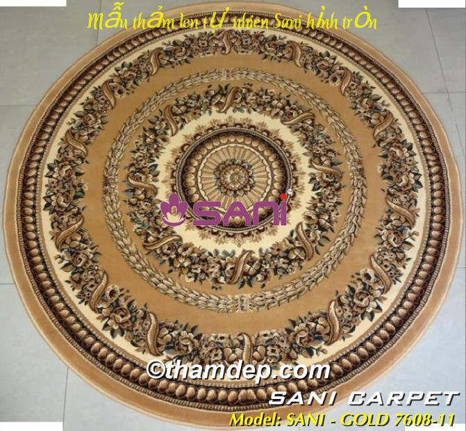 Thảm tròn hoa văn SANI tham-tron gold 7608-23